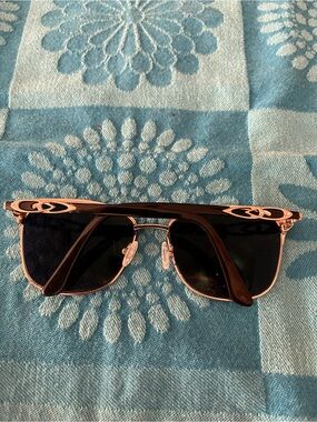 SAKS FIFTH AVENUE Black Lens + Gold Metal Sunglasses